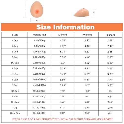 FESVINA Ein Paar Silikon Brust Formt Fake Boobs für Crossdresser Transgender Mastektomie Prothese Cosplay D Cup 1000g/Paar