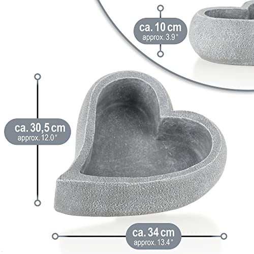 com-four® Deko-Herz zum Bepflanzen - große Pflanzschale als Grabschmuck, für Garten oder Terasse - liebevolle Grabdekoration - Pflanztopf in Herzform als Grabbeigabe (1 Stück - Herz - 34x30cm)