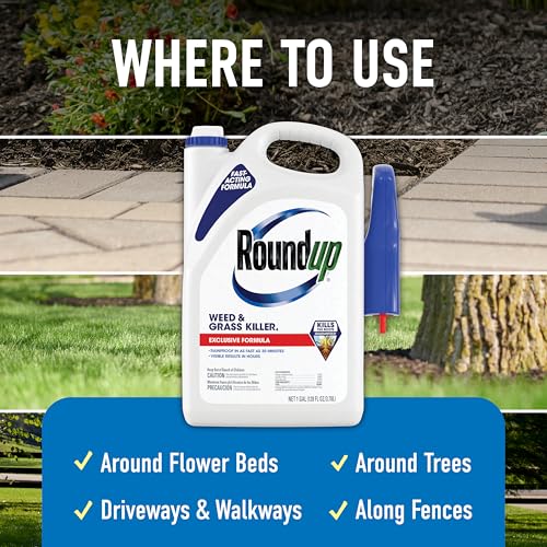 Image of Roundup Weed and Grass Killer4 with Trigger Sprayer, Use in and Around Flower Beds, Trees, and Driveways, 1 gal.