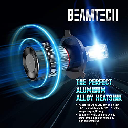 Beamtech H4 Led Headlight Bulbs, 16000Lm 70W 6500K Extremely Super Bright 9003 30Mm Heatsink Base Csp Chips Conversion Kit,Xenon White Small Size Halogen Replacement #TOP4