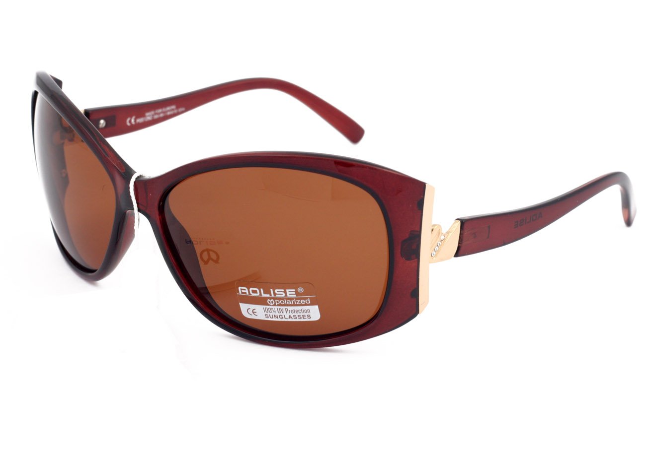 AolisePolarized Sunglasses for Women Drivers Light Amber Lenses - Brown Plastic Frame - No Glare - Filter Category 3