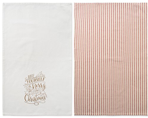 Image of DII Christmas Tea Towels Decorative Kitchen Dish Towel Set, 18x28, Merry Wishes, 2 Piece