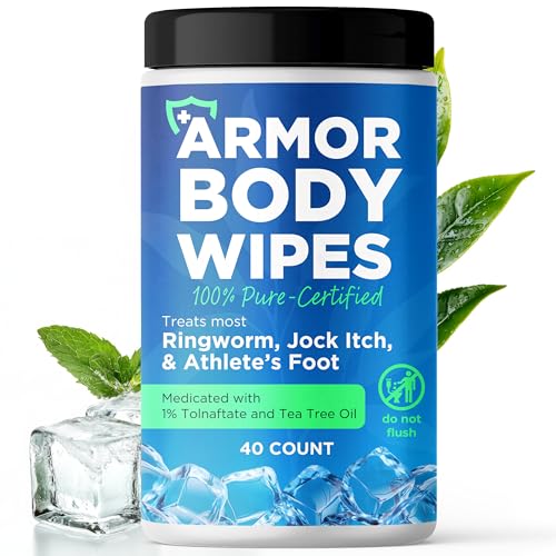 Body Wipes with 1% Tolnaftate &amp; Tea Tree Oil for Jock Itch Relief 40 Wipes