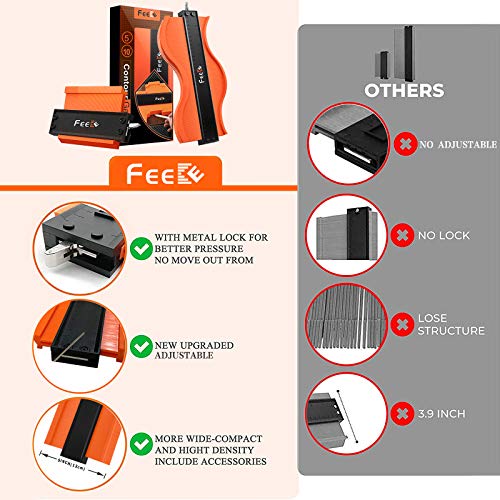 Contour Gauge 10+5 Inch With Lock, Duplicator Gauge Shape And Outline Tool Woodworking Tools Christmas Gifts For Men, Dad, Husband, Grandpa, Construction Rulers Scribe Tool Carpenter Tools For Men Diy #TOP4