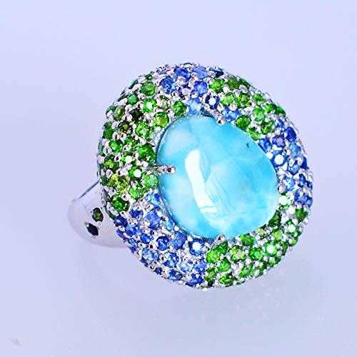 Bague larimar bleu véritable en argent 925, le cadeau idéal