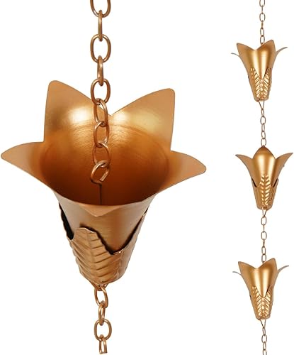 TZSSP Cadenas de lluvia decorativas con 12 tazas, cadena de lluvia para el hogar, jardín, patio, decoración al aire libre, 8-12 de longitud, 102
