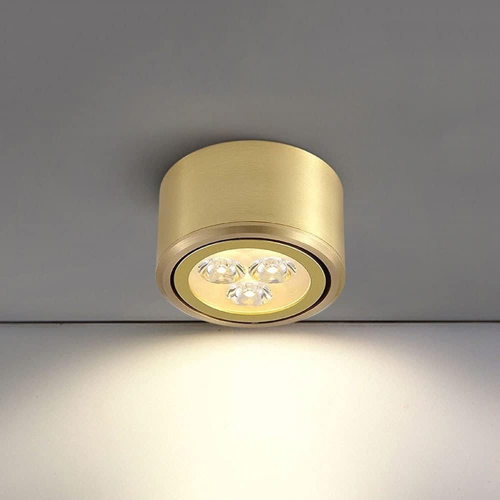 Faretto da soffitto a LED Faretto da incasso a superficie, apparecchio di illuminazione spot con accento regolabile a 45 °, corridoio Corridoio Galleria Cucina Soggiorno Faretto direzionale in ottone