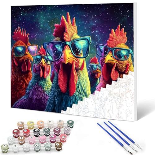 Peinture par numéros pour adultes anti-stress avec cadre en bois et peinture acrylique facile