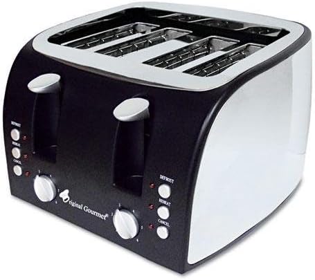 Original Gourmet Food OG8166 4-Slice Multi-Function Toaster with Adjustable Slot Width, Black/Stainless Steel