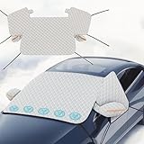 Persevere 車用凍結防止フロントカバー ダイハツタフト対応 3面対応 フロント・左右側面ウィンドウ全面カバー 厚手 内蔵磁石付き 盗難防止 防風ロープ6本付き 霜よけ 落葉対策 積雪対策 凍結防止シート 日よけ 紫外線カット 遮光・断熱 折り畳み式 取り付け簡単