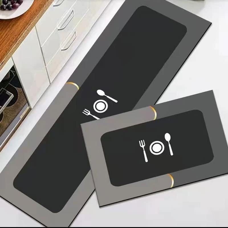 Image of HomeCloud Anti Fatigue Kitchen Rug Sets 2 Piece Non Slip Kitchen Mats for Floor Cushioned Kitchen Rugs and Mats Waterproof Comfort Standing Mat Runner for Kitchen (Spoon Knife Gry)