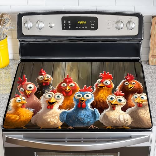 Image of Stove Top Cover for Electric Stove,Glass Stove Top Cover, Heat Resistant Glass Stovetop Protector, Kitchen Decor, Dish Drying Mats for Ceramic Washer Top 28.5x20.5 inch