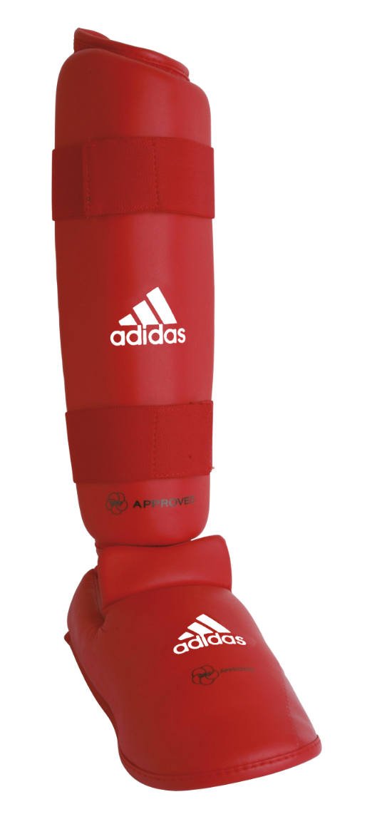 adidas Karate Schienbein und Spannschützer / Fuß Schoner rot, 2 Stück, Gr. XS