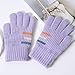YOLAI Kids Fashion Knit Gloves Winter Black Children Warm Thick Lined Gloves Full Fingers Kids Gloves (Purple, One Size)
