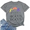 Hocus Pocus T-Shirt Funny Halloween Teacher Graphic Tee Shirt for Women Short Sleeve T Shirts Gray