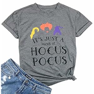 Hocus Pocus T-Shirt Funny Halloween Teacher Graphic Tee Shirt for Women Short Sleeve T Shirts Gray