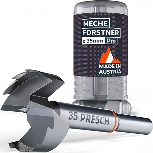 Presch Mèche Forstner Ø 35mm - Mèches à bois ultra tranchantes et durables - Pointe de centrage de haute précision pour des trous ronds parfaits