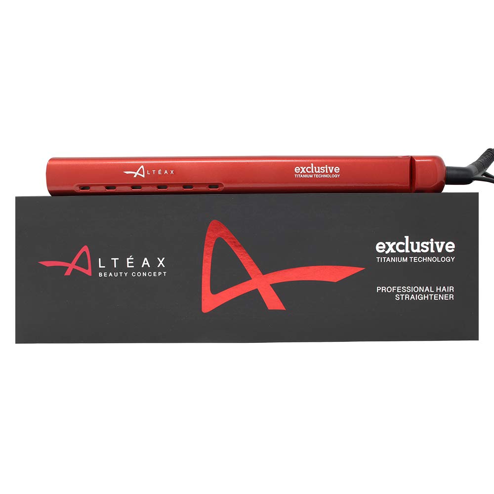 ALTÉAX® EXCLUSIVE Piastra per Capelli Lisci e Mossi Professionale Lisciante in Titanio, resistenza in Ceramica - Regolazione Temperatura fino a 230° + Omaggio Custodia in Ecopelle Realizzata in Italia