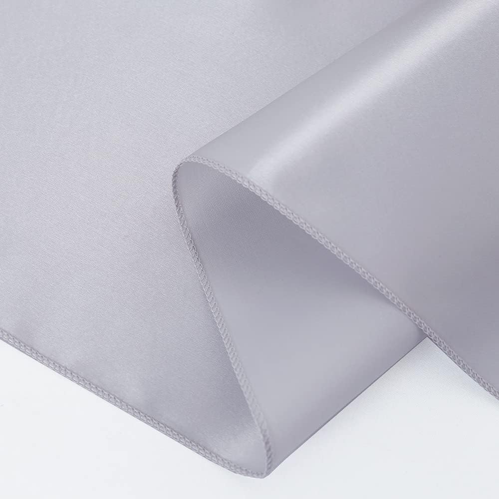 Trlyc 10 Pieces 12"X108" Silver Satin Table Runners Wedding Party Table Decoration Accessories Home Textiles
