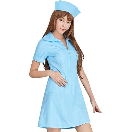 Amazon Anna Mu ハロウィン 仮装 ナース服 ミニ スカート ワンピース コスプレ 衣装 コスチューム コスプレ衣装 ブルー 水色 M Z2218 コスプレ 仮装 通販