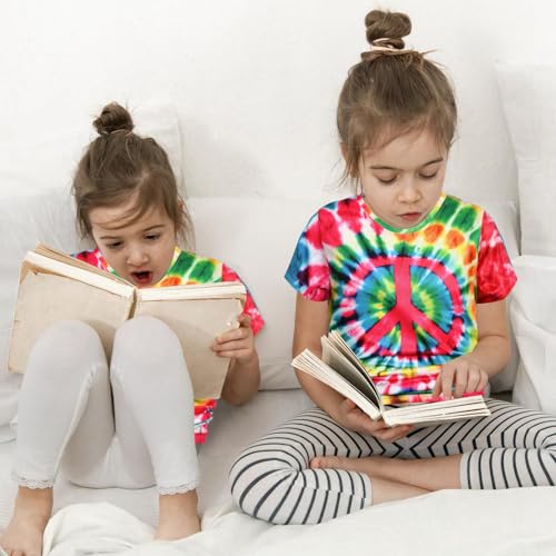 Image of Boys Tie Dye Shirts 3-12 Years Hippies Crewneck Kids Short Sleeve Tee