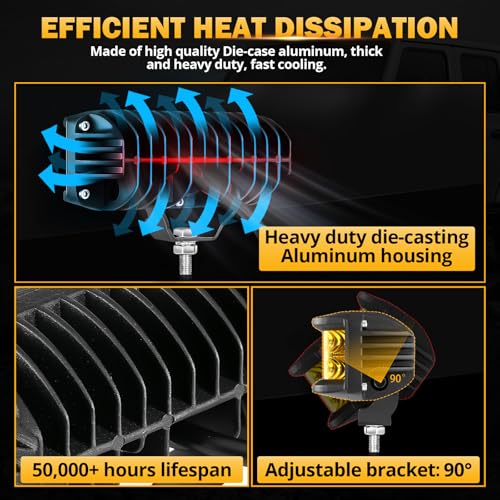 image for Auxbeam 5inch 68W Amber Fog Light Side Shooter LED Light Bar with Gold