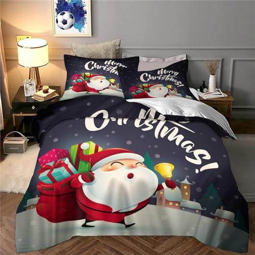 Housse de couette Père Noël ultra douce microfibre lit double