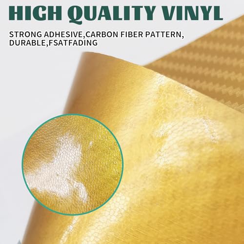 Image of Compatible with Carbon Fiber Vinyl Wrap 11.8 inch x 4 inch Chevy Bowtie Emblem Wrap Kit with Spatula and Cutter 3 Pcs Universal Logo Overlay Gold