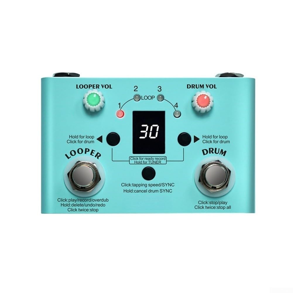 Pedale Looper per batteria, 30 stili ritmici integrati, processore di effetti per chitarra con registrazione in loop e temperatura del tocco, funzione di sincronizzazione automatica, per musicisti e
