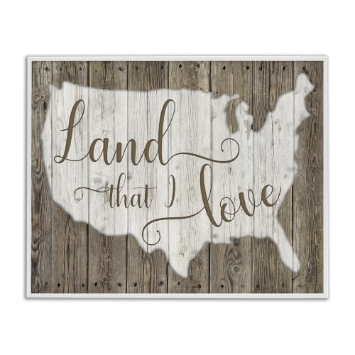 United States Map Rustic Americana, 11 x 14 Inch Framed Giclée Print