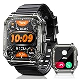 Smart Watch-Military Smart Watches for Men, 2'' Military Watch with Bluetooth Call IP69 Waterproof S