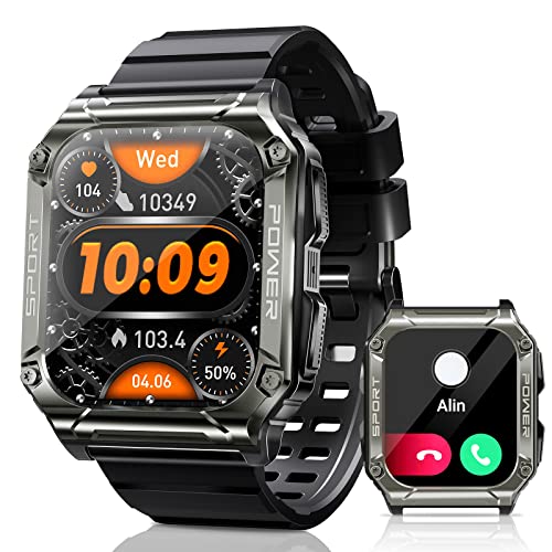 Smart Watch-Military Smart Watches For Men, 2'' Military Watch With Bluetooth Call Ip69 Waterproof Smart Watches Rugged Outdoor Men's Watch For Iphone Android Smartwatch With Heart Rate Monitor #TOP6