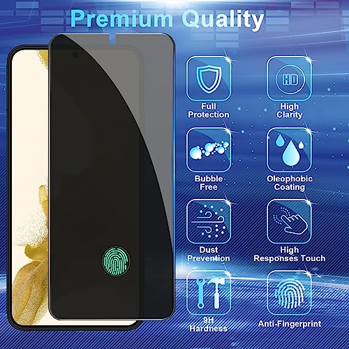 Image of [2+2 Pack] Privacy Screen Protector Compatible with Galaxy S22 5G - 2 Tempered Glass with 2 Camera Lens Protectors - HD Clear - Bubble-Free - Anti-Spy - Scratch Resistant