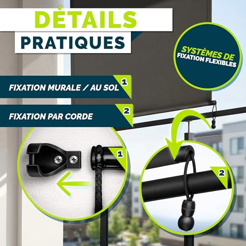 Store vertical extérieur tillvex anthracite 140x250cm pour balcon