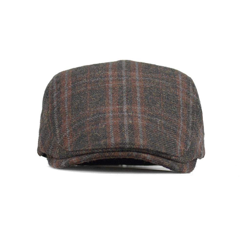 YUELGUANG Men's Cap Beret Female Casual Plaid Cap Autumn Winter Fashion Painter Hat (Style2 Orange)