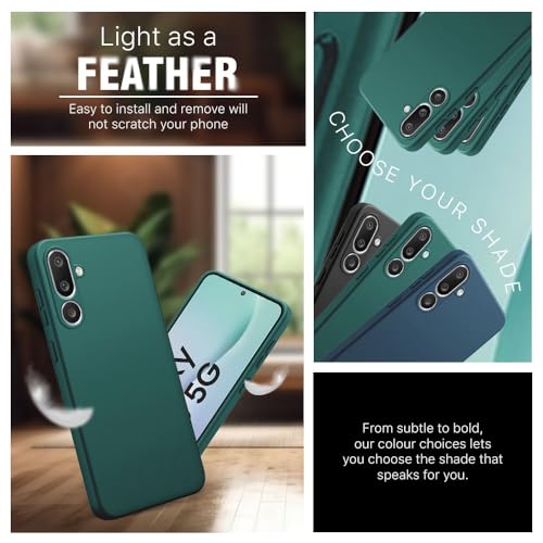 Image of WOW IMAGINE Back Cover for Samsung Galaxy M56 5G | Galaxy F56 5G | Ultra Slim Soft Rubberised Case | Inner Velvet Fabric | Matte Silicone Flexible Mobile Case | Camera Protection - Green