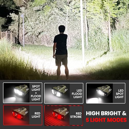Image of Hopedone 2-in-1 Rechargeable Headlamp & Hat Light, 800LM Clip-On Cap Light