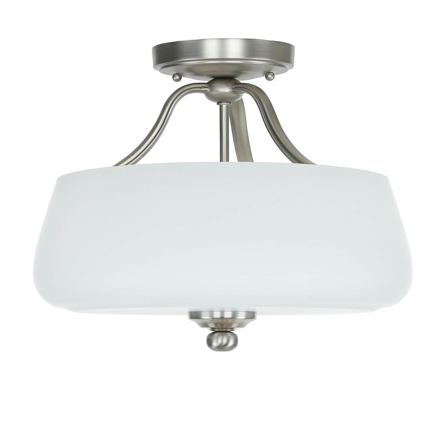 Licht-Erlebnisse Deckenlampe E27 Weiß Nickel Ø37cm Glas Metall Jugendstil Deckenleuchte Wohnzimmer Esszimmer