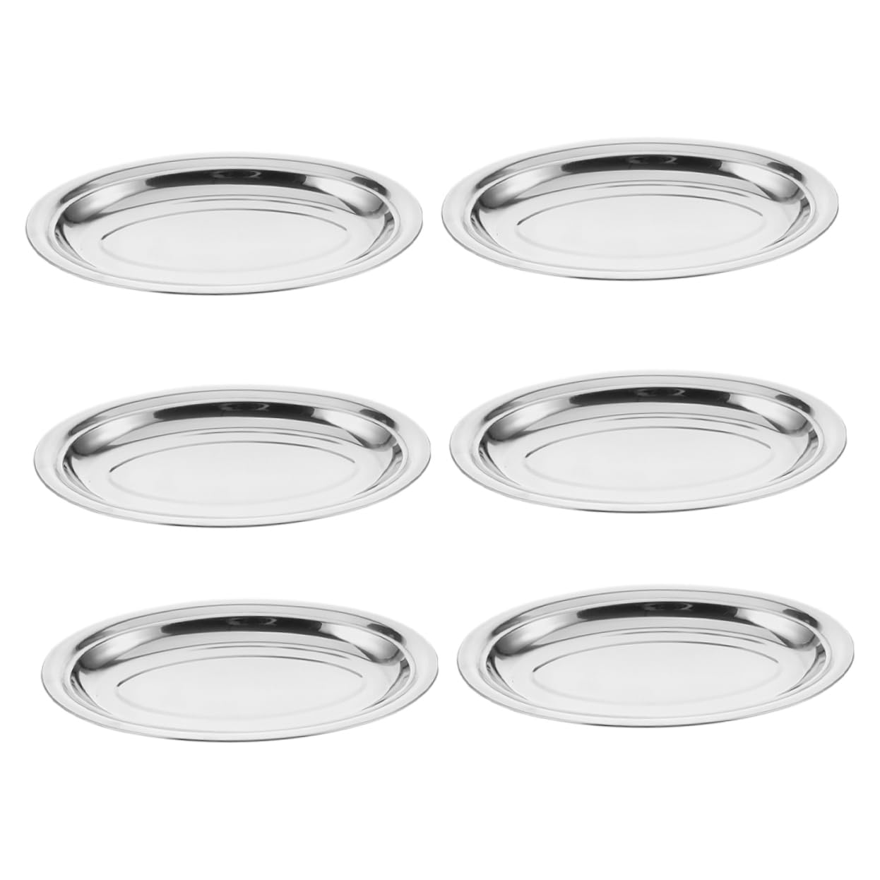 Plato para Servir Pescado Ovalado de Acero Inoxidable, 6 Piezas, 35 Cm | Platos Planos Grandes de Acero Inoxidable, Bandeja Ovalada para Servir Alimentos, Acabado Pulido