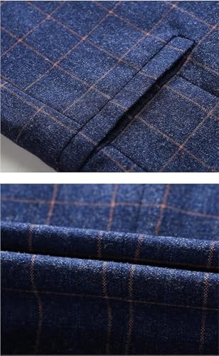 Men's Plaid Business Casual Jacket Classic Checked Wedding Dress Suit Notched Lapel Business Suit4