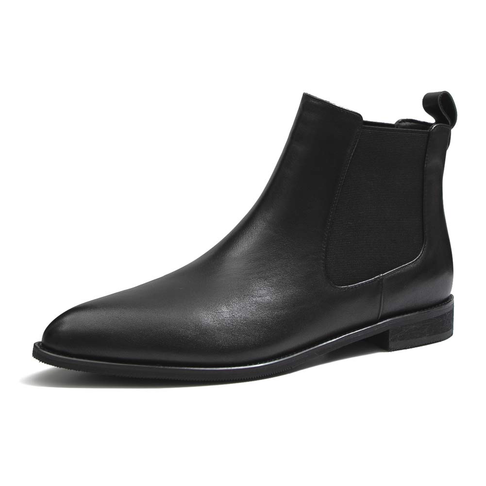 ONEENO Womens Pointed Toe Leather Chelsea Boots