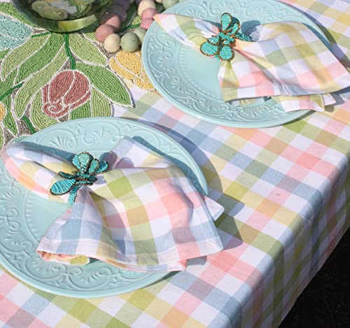 COTTON CRAFT Countryside Classic Gingham Buffalo Check Plaid Tablecloth - Premium Cotton - Spring Easter Bunny Luncheon Dinner - Table Cover - 60 inch x 120 inch - Yellow Multi by COTTON CRAFT - Used condition - US$18.39