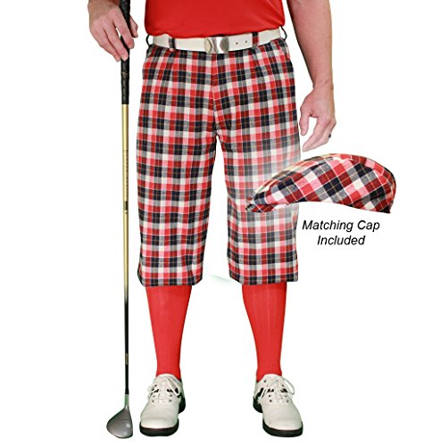 Golf Knickers Plaid and Cap: Mens 'Par 5' - Aberdeen - 34