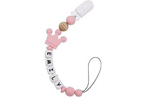 Personalized Stroller Toy Clip with Name (Elegant Pink)