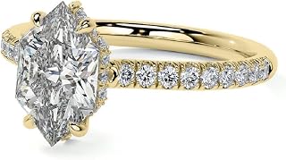 1CT-3CT Dutch Marquise Cut Bridal Ring Solitaire Hidden Halo Moissanite Wedding Ring for Women Promise Gifts for Her 925 Silver/10K/14K/18K Gold