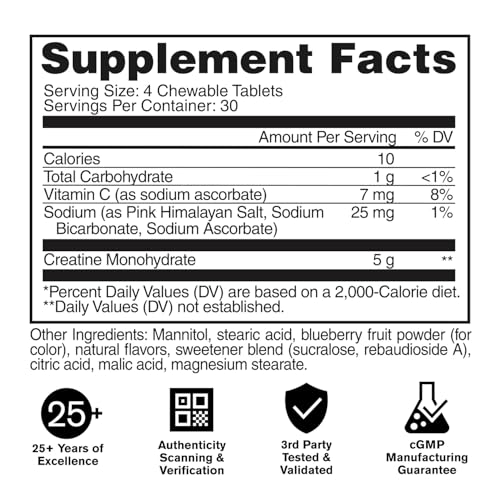 Image of GAT SPORT Creatine Chews, Zero Sugar, 5g Pure Creatine Monohydrate, 3rd Party Tested, Brain Health, Muscle, Strength, Anti-oxidant Support, for Men & Women, 30 Servings (Grape Cotton Candy)