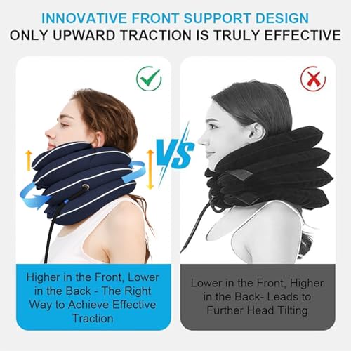 Image of Neck Stretcher Cervical Traction Device, Adjustable Inflatable Neck Brace with Breathable Washable Fabric, Home Use Neck Relief Tool for Effective Neck Decompression(Blue)