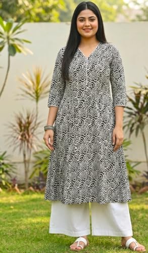 Image of CREATION & YOU Women Plus Size Cotton Printed Kurta with Pant Set | Work /Office Wear Kurta Set for Women