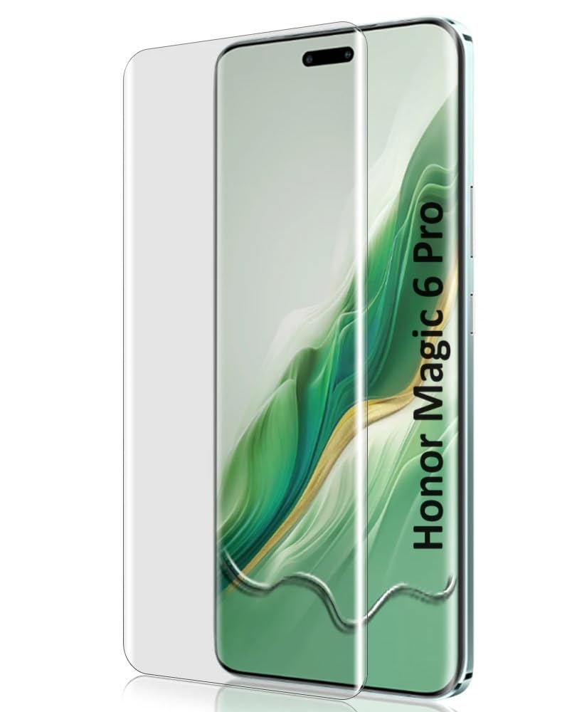 Zubitech Screen Protector For Honor Magic 6 Pro UV Glass 3D Curved Edges Full Cover Tempered Glass Screen Protector Full Glue Edge to Edge Coverage Anti Scratch Anti Smudge Glass for Honor Magic6 Pro