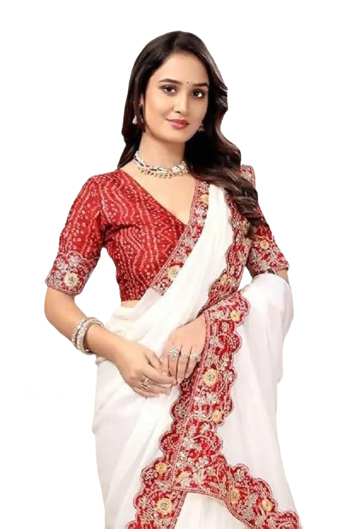 vragi Women's Printed Festive Saree With Unstitched Blouse Piece, Saree With Unstitched Blouse Piece For Party-picture-29